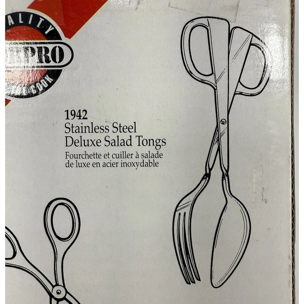 Norpro 1942 Stainless Steel Deluxe Salad Tongs‎ Serving Utensil NIB 10.25